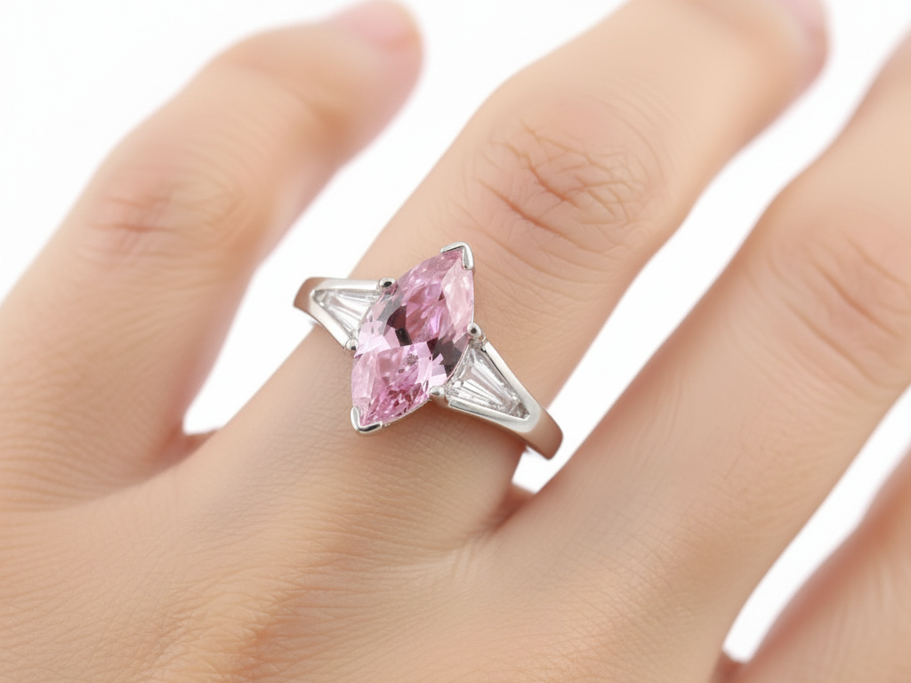 Pink & White Cubic Zirconia Ring