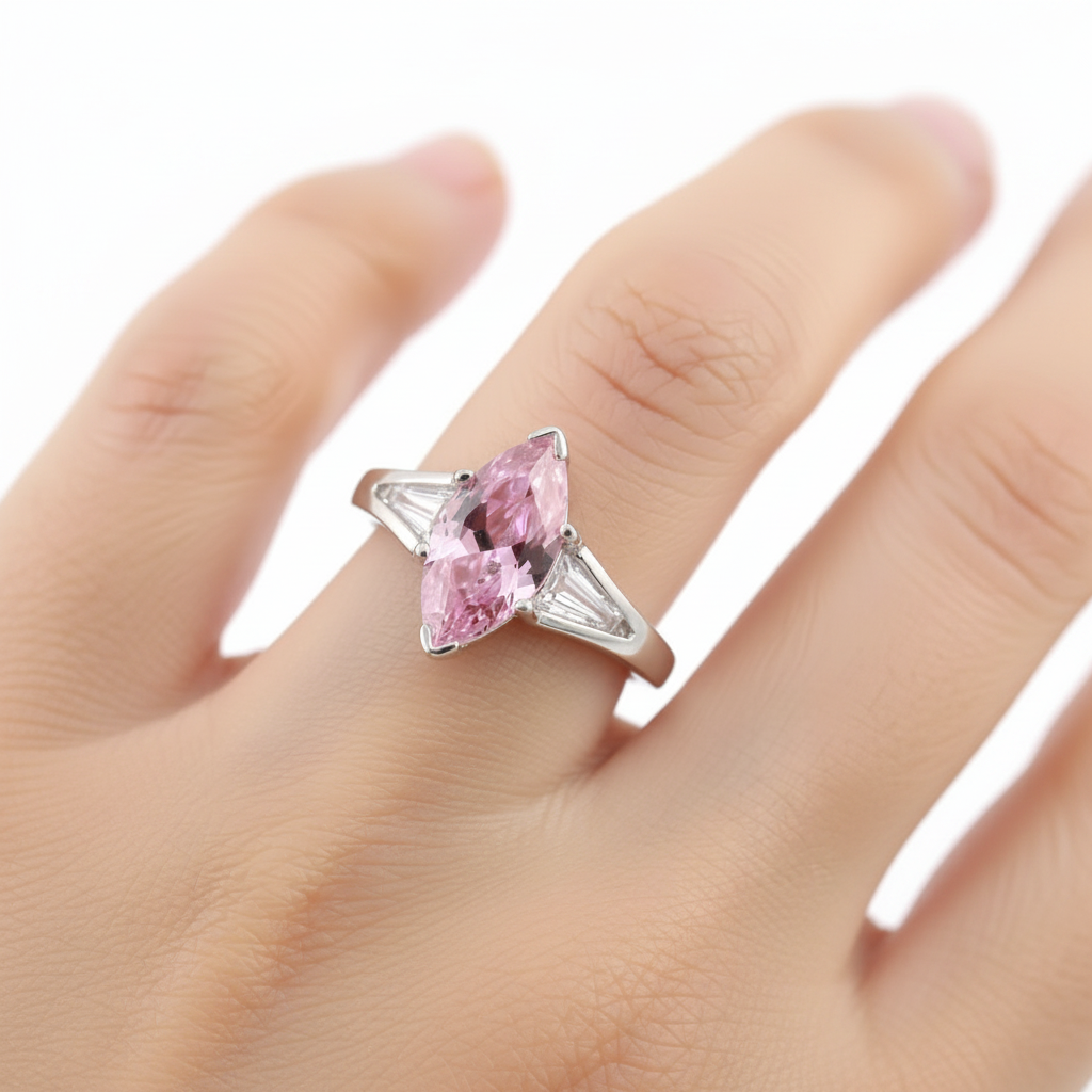 Pink & White Cubic Zirconia Ring