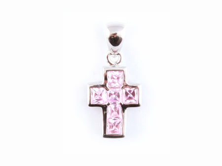 A Pink & White Cubic Zirconia Pendant.