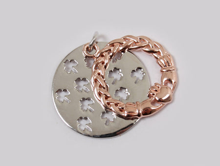 Claddagh Rose Plated Silver Pendant