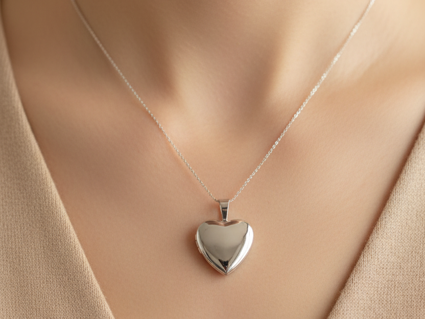 12mm Plain Heart Silver Locket