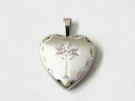 16 mm Silver Heart Cross Locket