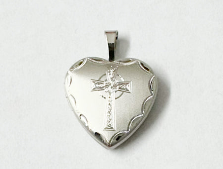 16 mm Silver Heart Cross Locket