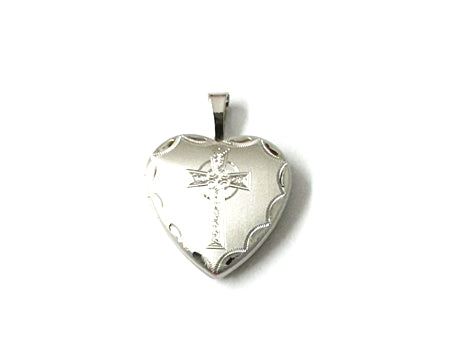 16 mm Silver Heart Cross Locket