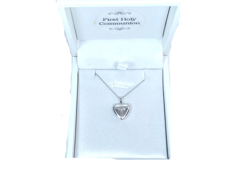 Holy Communion/Confirmation Silver Cross Locket Chained And Boxed.