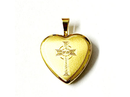 16 mm Gold Plated Silver Heart Cross Locket