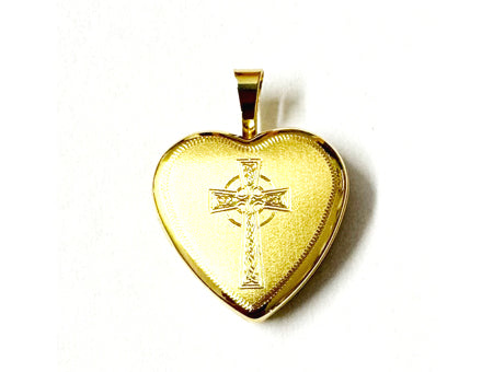 16 mm Gold Plated Silver Heart Cross Locket
