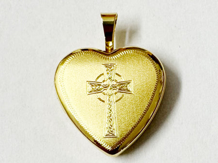 16 mm Gold Plated Silver Heart Cross Locket