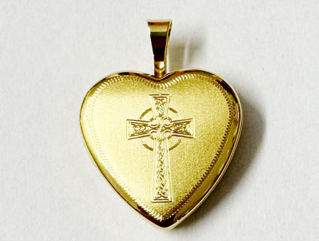 16 mm Gold Plated Silver Heart Cross Locket