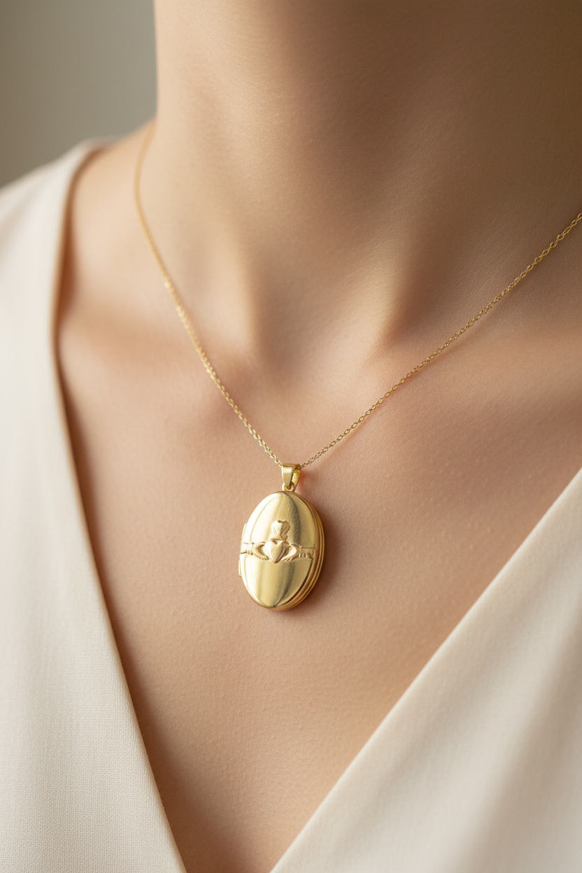 Silver with Yellow plating Claddagh Locket