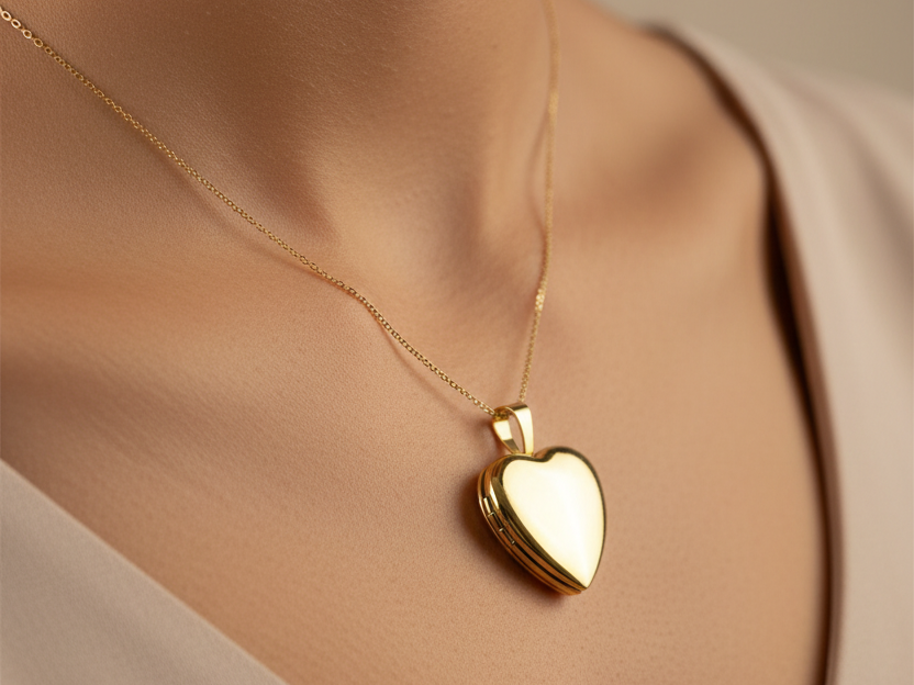 12 mm Plain Heart 9 Ct Gold Plated Silver Locket