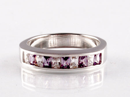 Amethyst & White Cubic Zirconia Ring