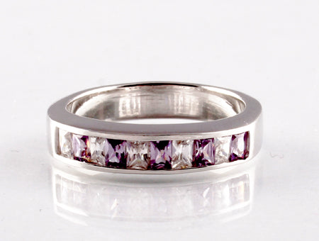 Amethyst & White Cubic Zirconia Ring