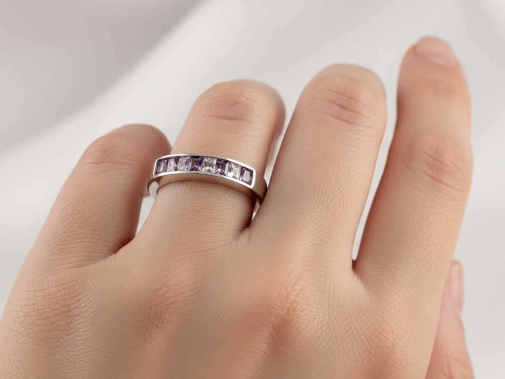 Amethyst & White Cubic Zirconia Ring