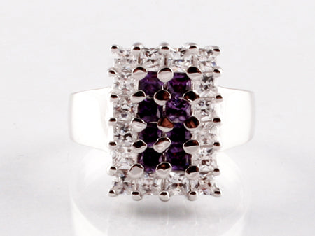 A Amethyst & White Cubic Zirconia Ring