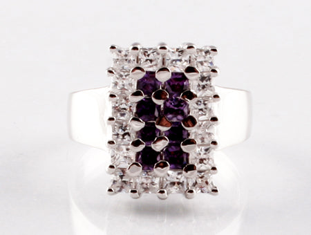 A Amethyst & White Cubic Zirconia Ring