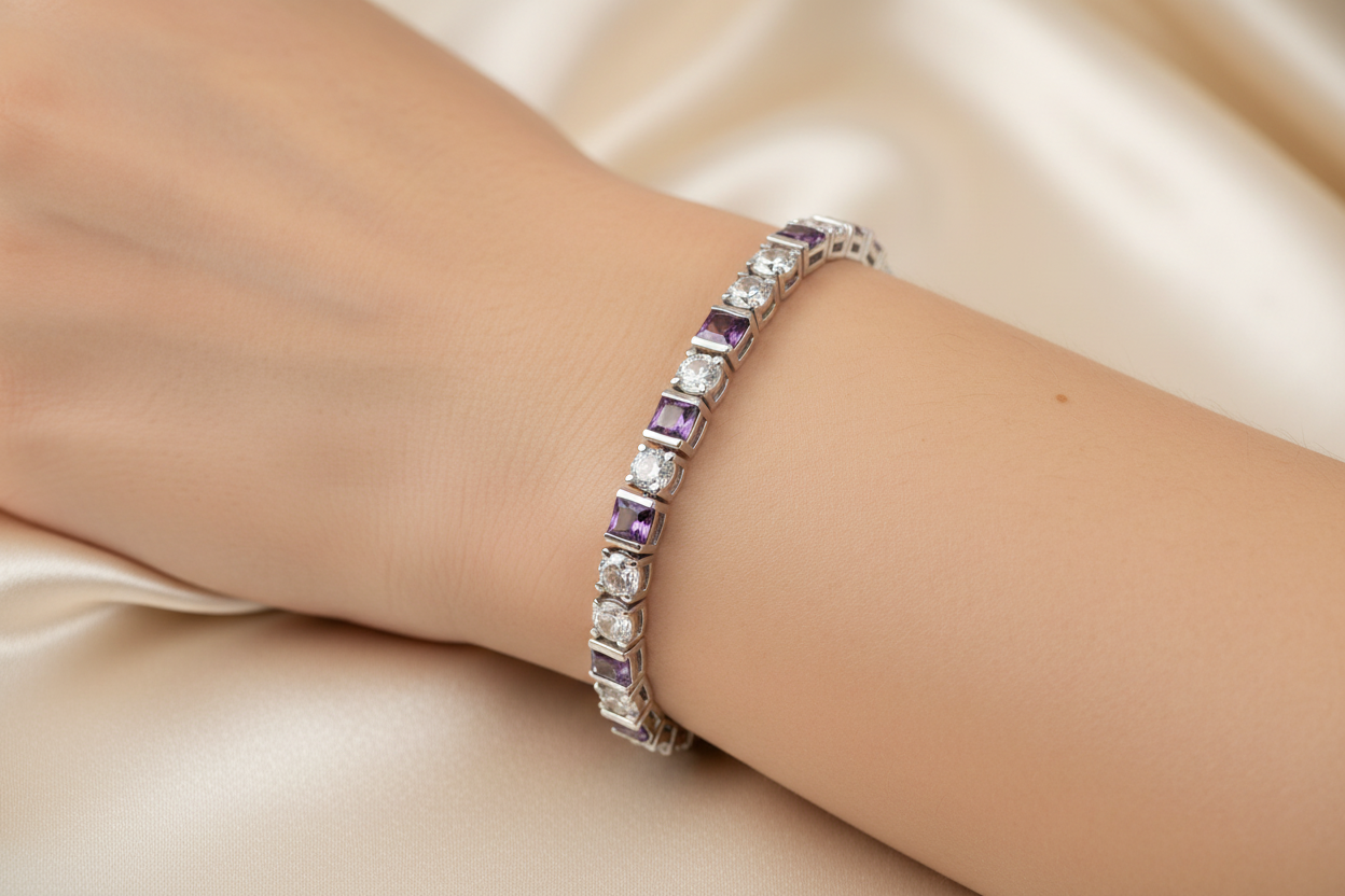 Amethyst Cubic Zirconia  Bracelet