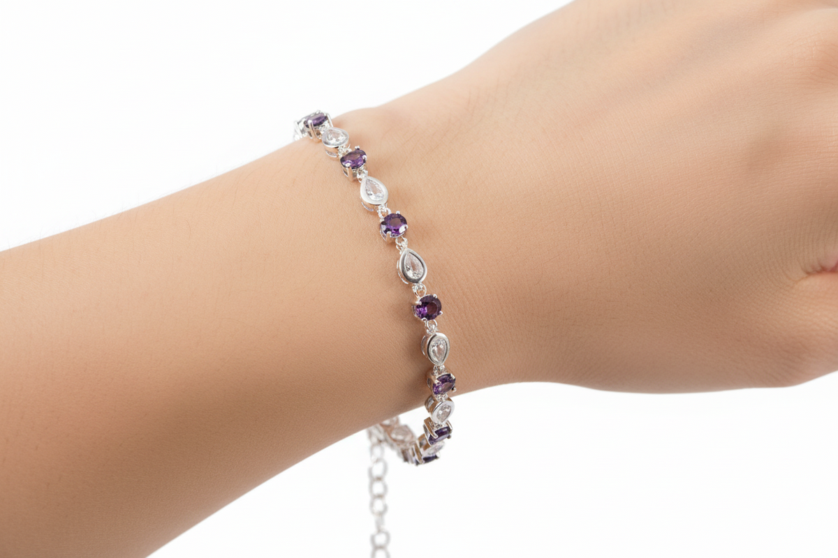 Amethyst Cubic Zirconia  Bracelet