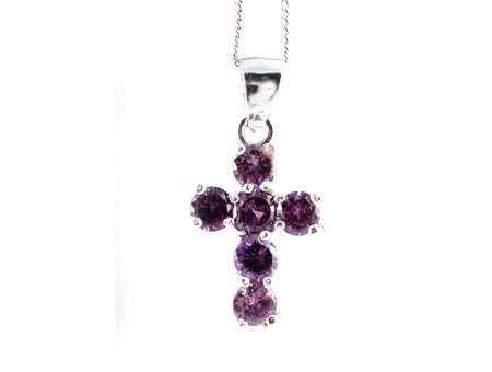A Amethyst & White Cubic Zirconia Pendant.