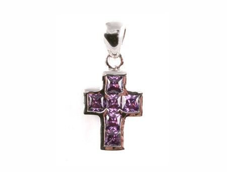 A Amethyst & White Cubic Zirconia Pendant.