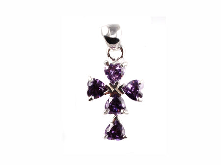 A Amethyst & White Cubic Zirconia Pendant.