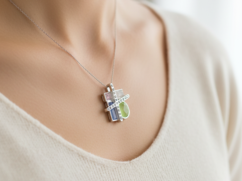 A White Cubic Zirconia Pendant.