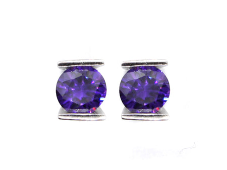 A Amethyst & White Cubic Zirconia Earring.