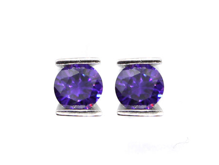 A Amethyst & White Cubic Zirconia Earring.