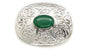 Celtic Green Agate Stone Silver Brooch