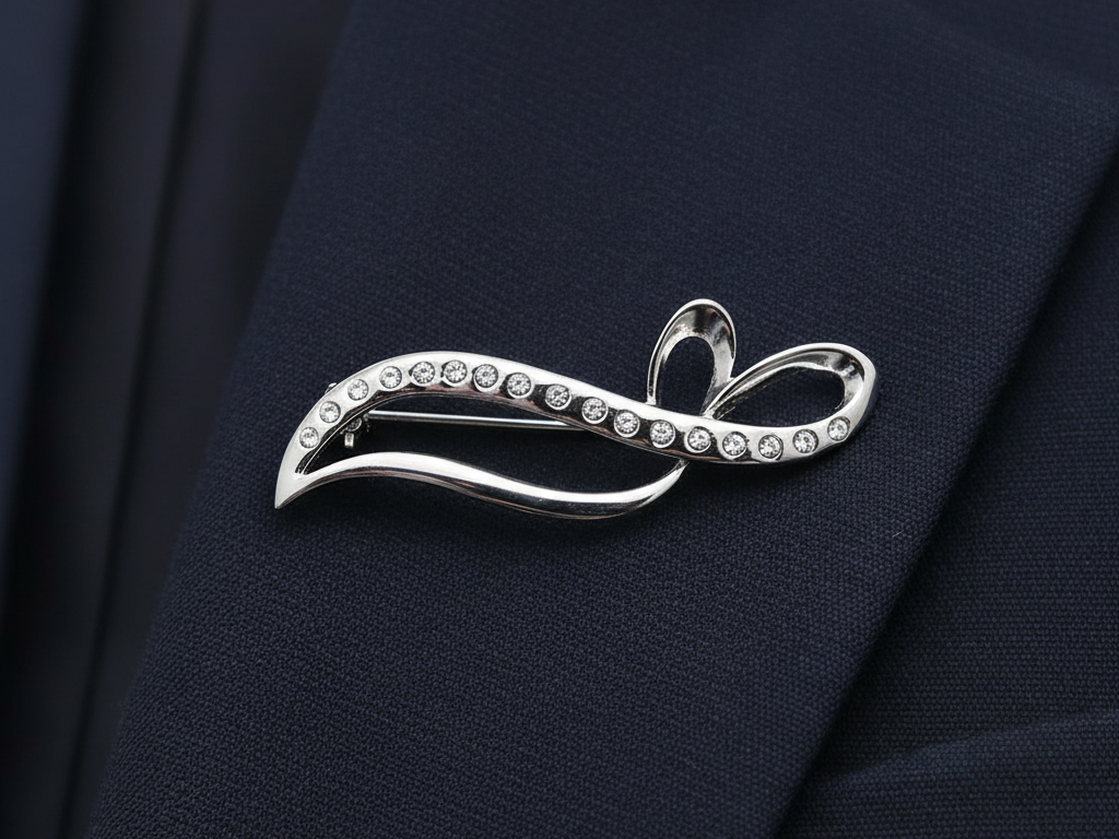 Simply Silver & White Cubic Zirconia Brooch