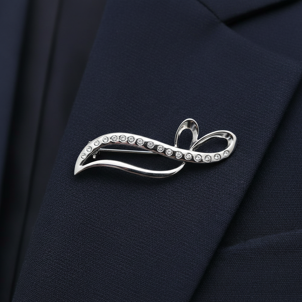Simply Silver & White Cubic Zirconia Brooch