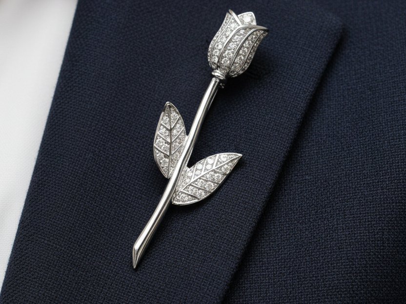 Simply Silver & White Cubic Zirconia Brooch