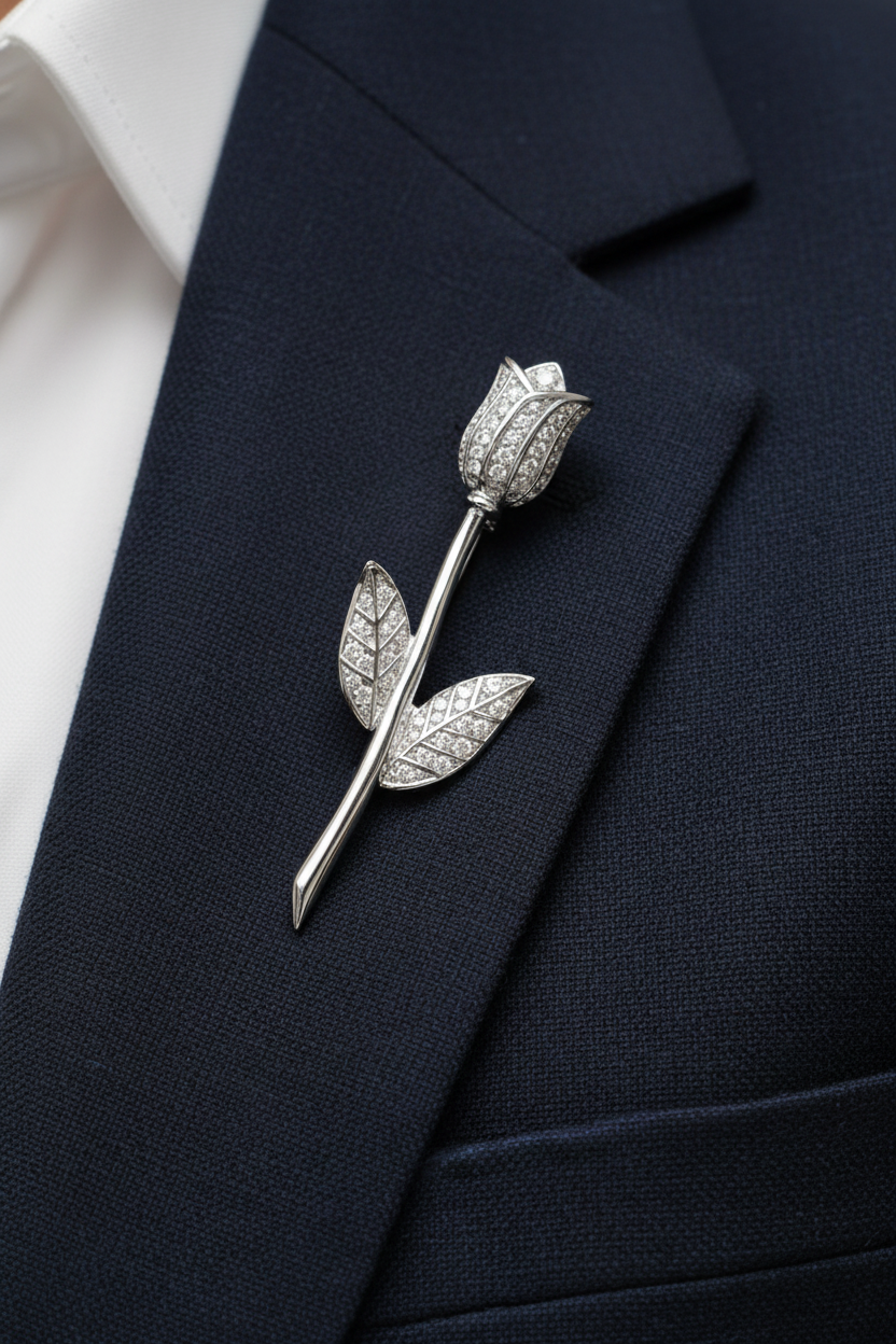Simply Silver & White Cubic Zirconia Brooch