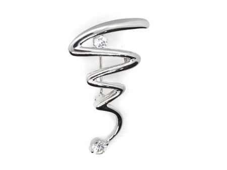 Simply Silver & White Cubic Zirconia Brooch