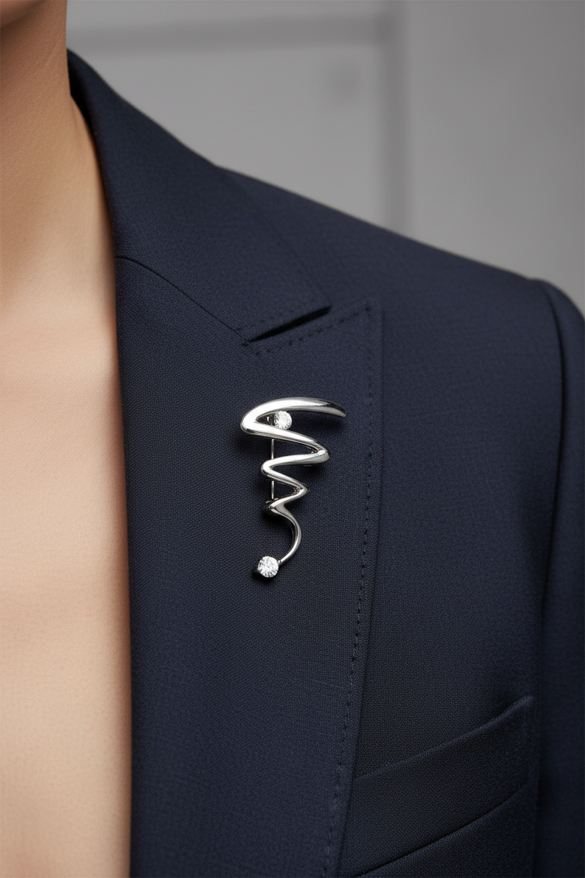 Simply Silver & White Cubic Zirconia Brooch