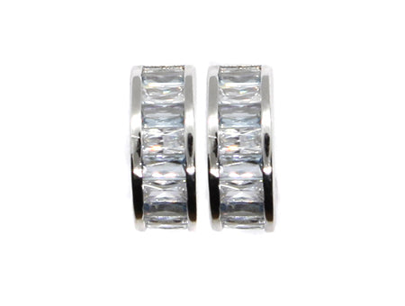A White Cubic Zirconia Hoop Earring.