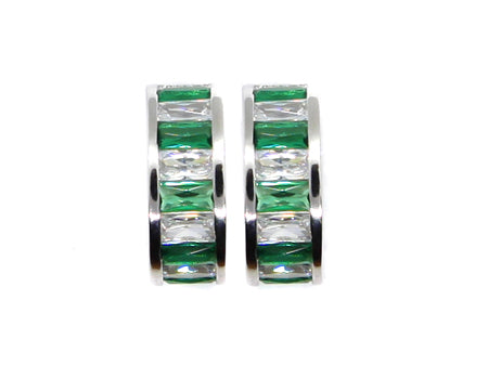 A Emerald & White Cubic Zirconia Earring.
