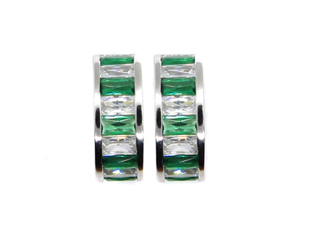 A Emerald & White Cubic Zirconia Earring.