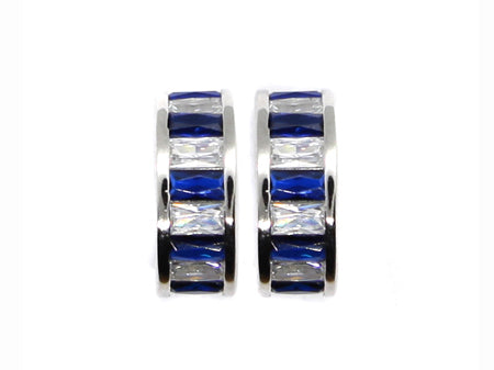 A Sapphire & White Cubic Zirconia Earring.