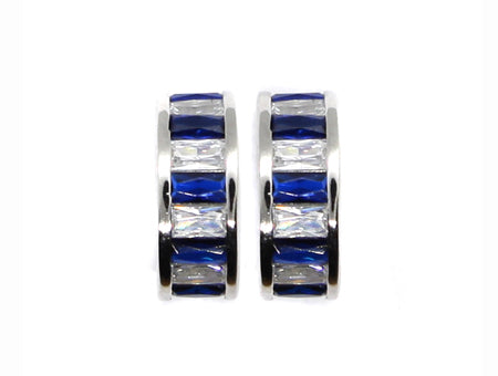 A Sapphire & White Cubic Zirconia Earring.