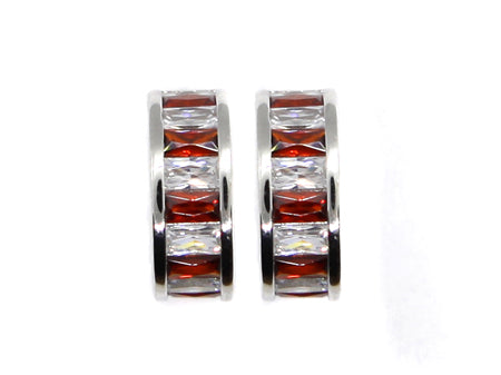 A Garnet & White Cubic Zirconia Earring.