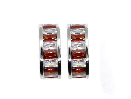 A Garnet & White Cubic Zirconia Earring.