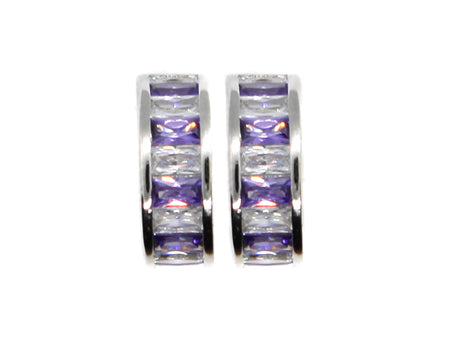 A Amethyst & White Cubic Zirconia Earring.