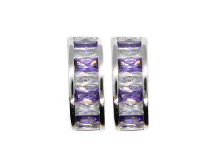 A Amethyst & White Cubic Zirconia Earring.