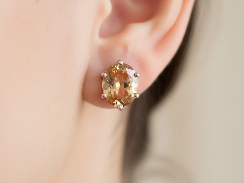 Champagne Cubic Zirconia Silver Earring.