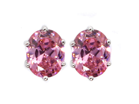 Pink Cubic Zirconia Silver Earring.