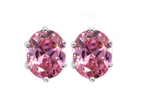 Pink Cubic Zirconia Silver Earring.