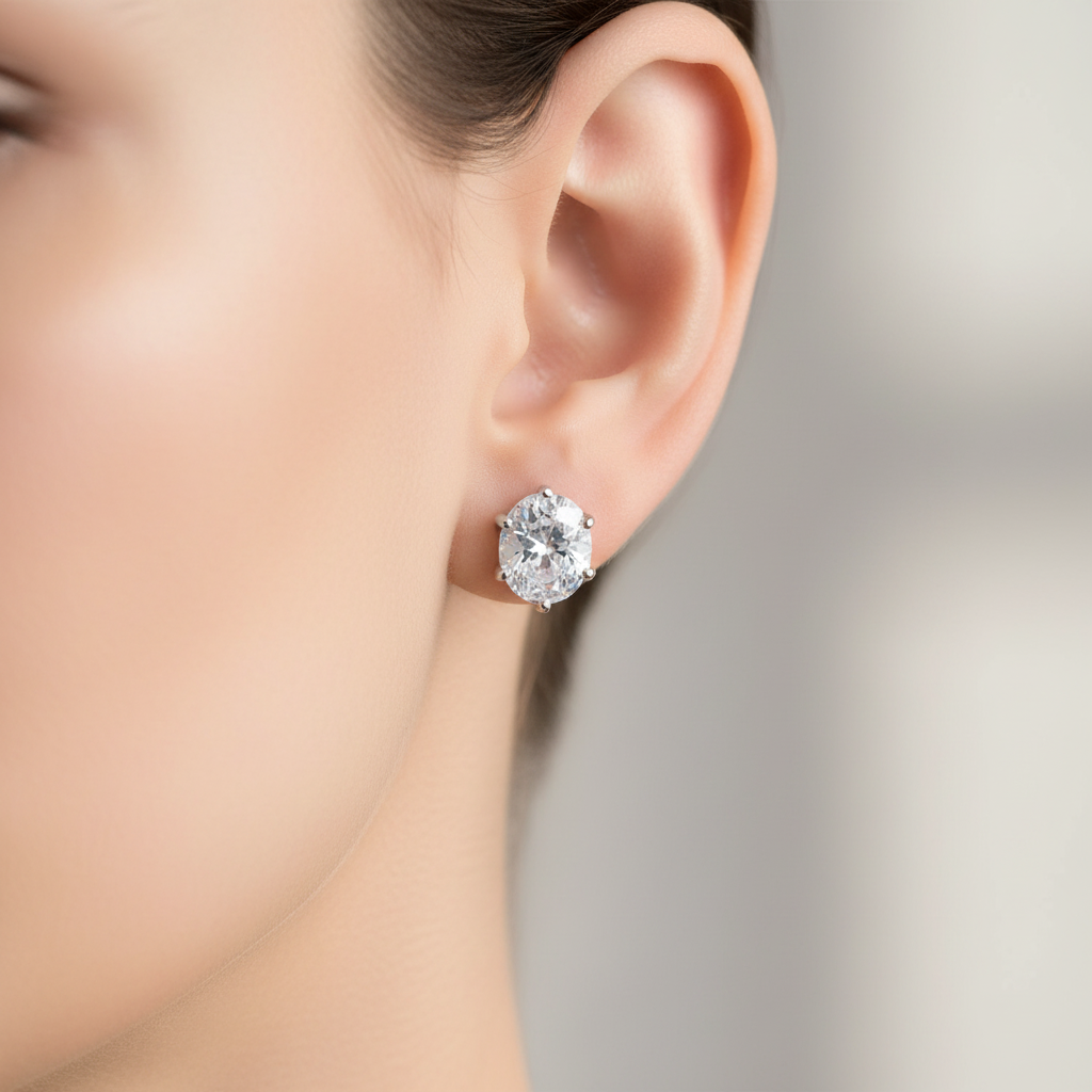 White Cubic Zirconia Silver Earring.