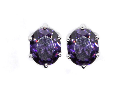 Amethyst  Cubic Zirconia Silver Earring.