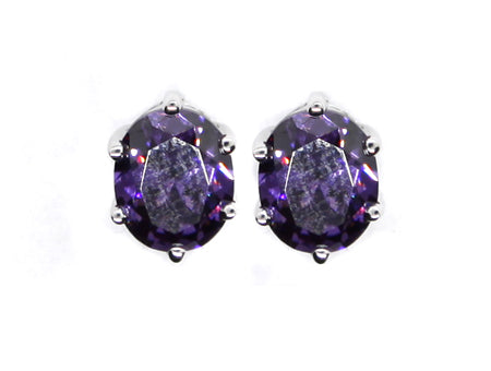 Amethyst  Cubic Zirconia Silver Earring.